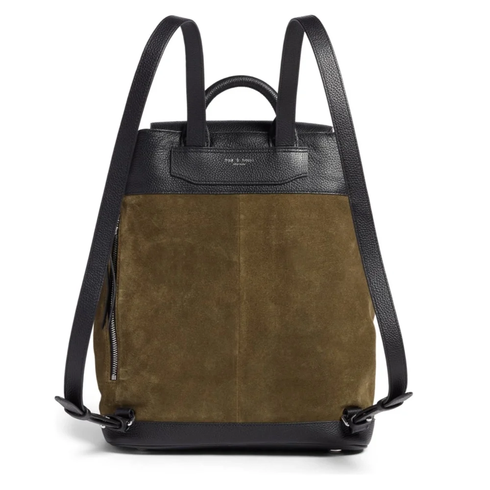 NWT $695 Rag & Bone Pilot Suede & Leather Backpack in Olive and Black!